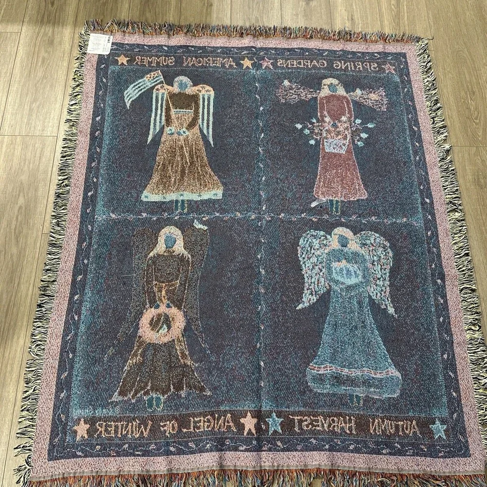 Angels of the SEASONS Tapestry Throw New ‎ Washable artist Cindy Shamp made USA
